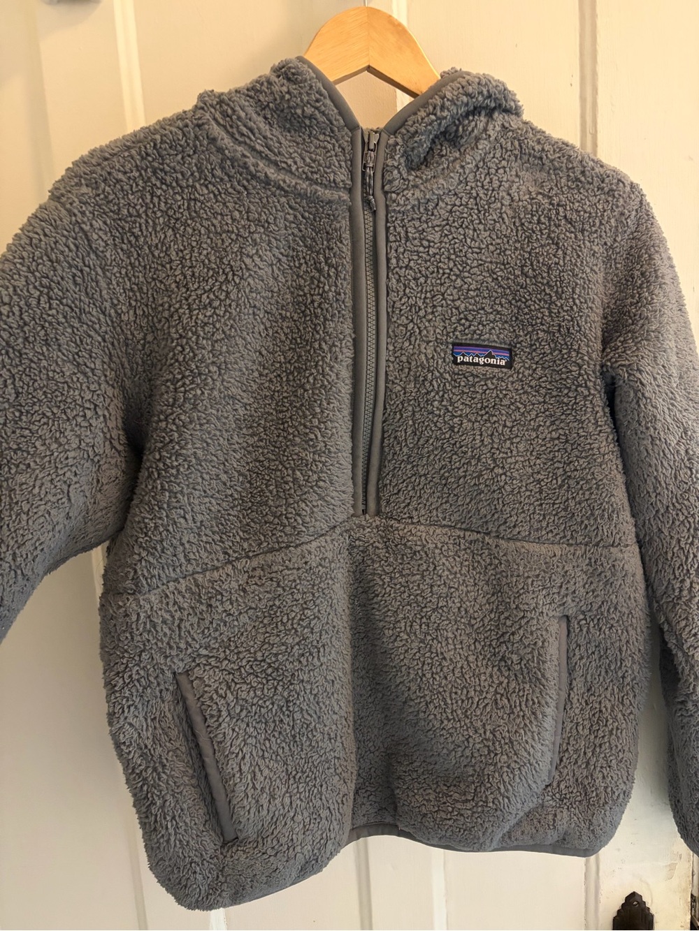 Patagonia Gray Hooded Sherpa Jacket